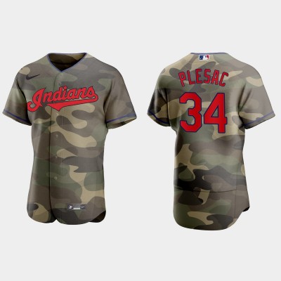 Cleveland Cleveland Guardians #34 Zach Plesac Men's Nike 2021 Armed Forces Day Authentic MLB Jersey Camo
